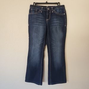 Nine West Straight Leg Jeans Dark Wash Embellished